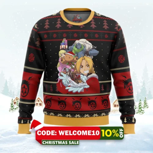 fullmetal alchemist holidays ugly christmas sweater 1