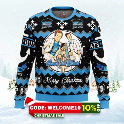 funny cool boats and hoes ugly christmas sweater 1