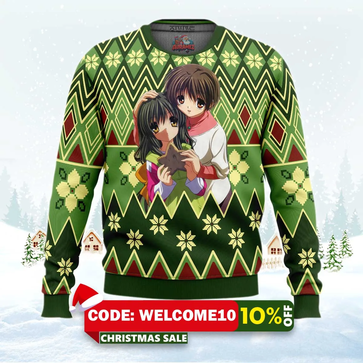 fuuko and kouko christmas clannad ugly christmas sweater 1 fuuko and kouko christmas clannad ugly christmas sweater 1