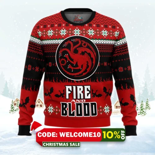 game of thrones fire and blood ugly christmas sweater 1
