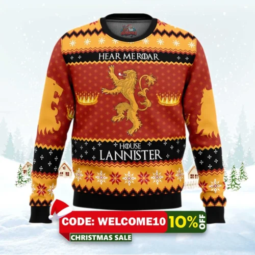 game of thrones house lannister ugly christmas sweater 1