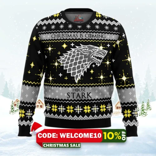 game of thrones house stark ugly christmas sweater 1