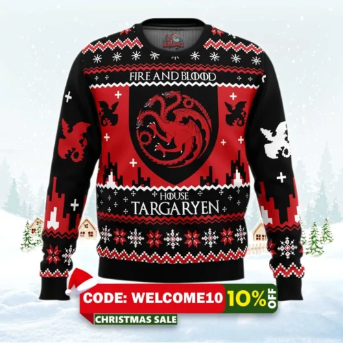 game of thrones house targaryen ugly christmas sweater 1