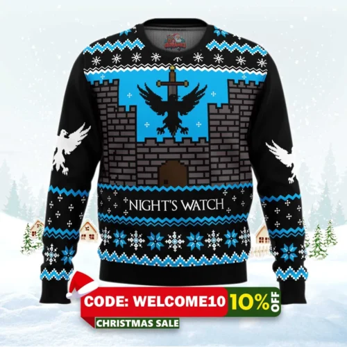 game of thrones night's watch ugly christmas sweater 1