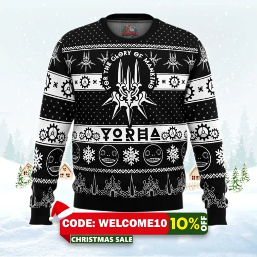 game of yorha nier automata ugly christmas sweater 1