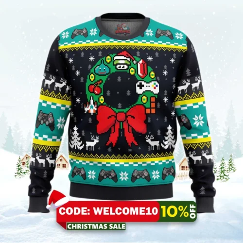 game on gamer ugly christmas sweater 1
