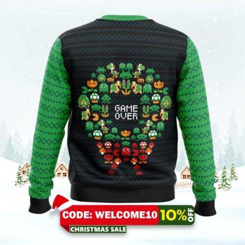 game over nintendo ugly christmas sweater 2