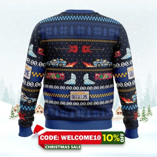 get back in time for christmas back to the future ugly christmas sweater 2
