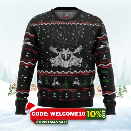 ghibli forest spirit ugly christmas sweater 1