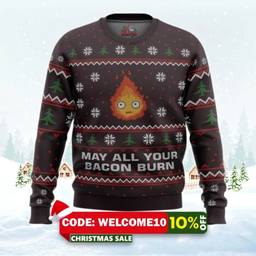 ghibli may all your bacon burn ugly christmas sweater 1