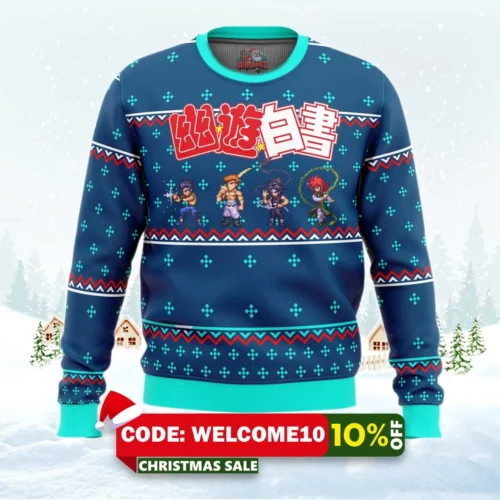 ghost fighter yuyu hakusho ugly christmas sweater 1