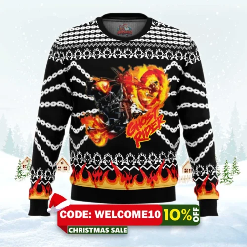 ghost rider ugly christmas sweater 1