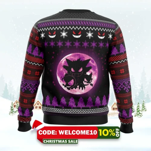 Ghost Trio Pokemon Ugly Christmas Sweater 1 ghost trio pokemon ugly christmas sweater 2