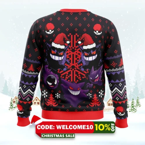 Ghosts Gengar Ghastly Pokemon Ugly Christmas Sweater 1 ghosts gengar ghastly pokemon ugly christmas sweater 2