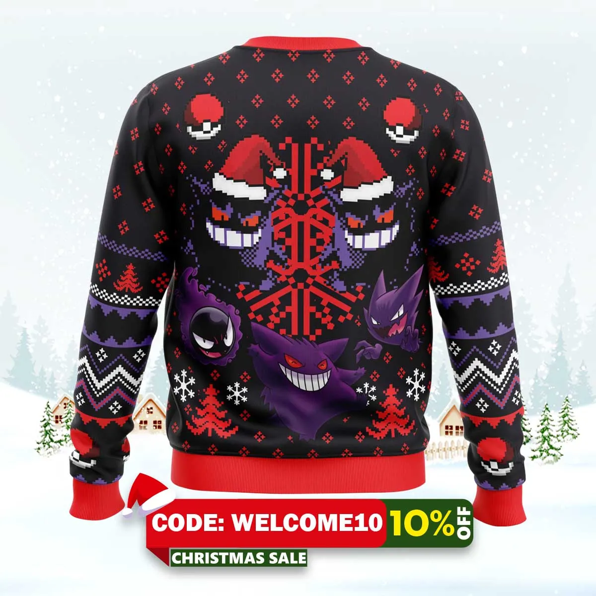 ghosts gengar ghastly pokemon ugly christmas sweater 2 ghosts gengar ghastly pokemon ugly christmas sweater 2