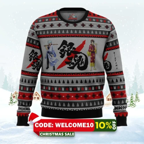 gintama shinsuke and gintoki ugly christmas sweater 1