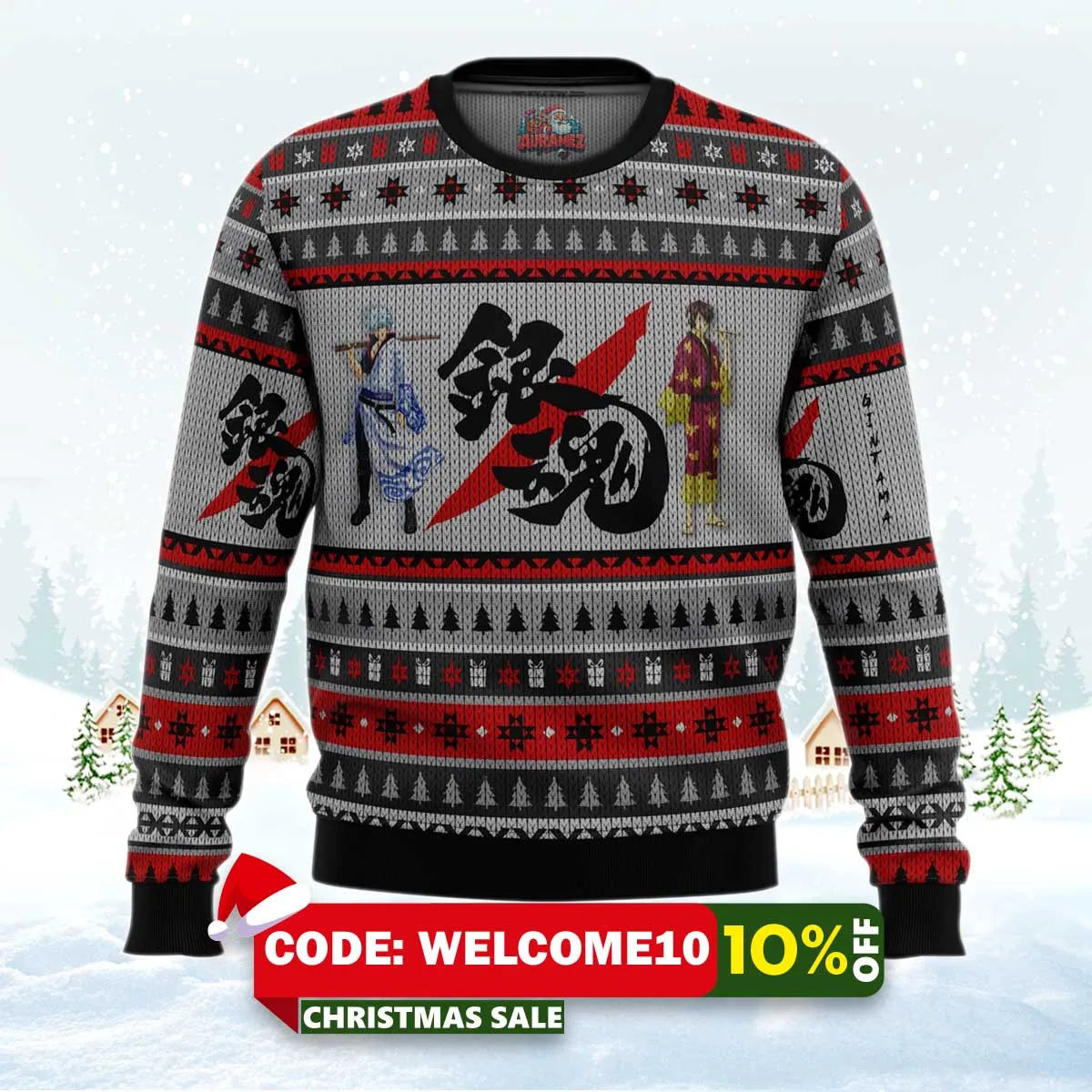 gintama shinsuke and gintoki ugly christmas sweater 1 gintama shinsuke and gintoki ugly christmas sweater 1