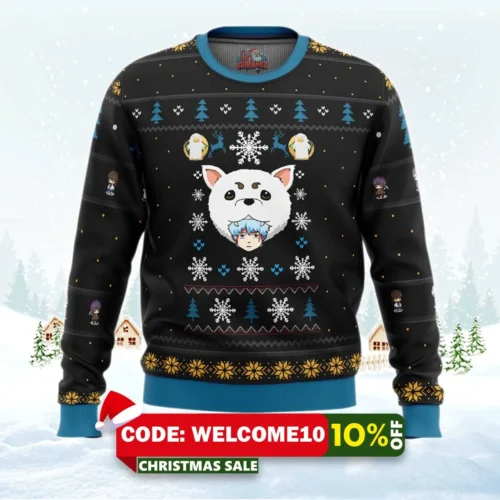 gintama woof ugly christmas sweater 1
