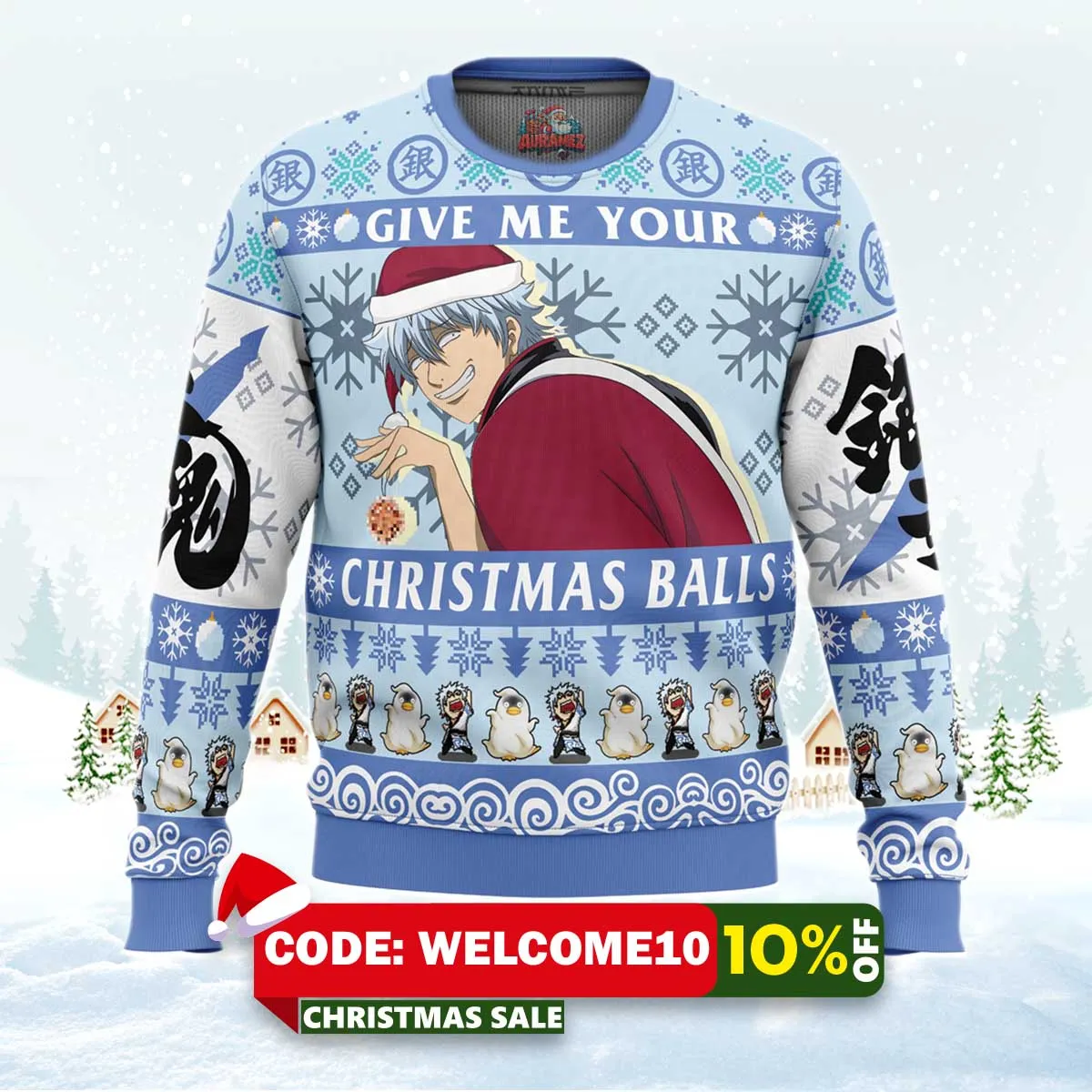 give me your christmas balls gintama ugly christmas sweater 1 give me your christmas balls gintama ugly christmas sweater 1