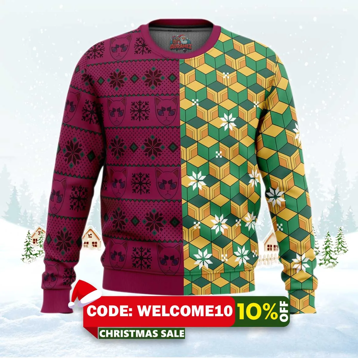 giyu tomioka demon slayer ugly christmas sweater 1 giyu tomioka demon slayer ugly christmas sweater 1