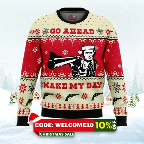 go ahead make my day dirty harry ugly christmas sweater 1
