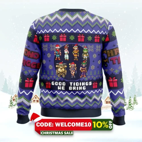 Good Tidings We Bring Chrono Trigger Ugly Christmas Sweater 1 good tidings we bring chrono trigger ugly christmas sweater 2