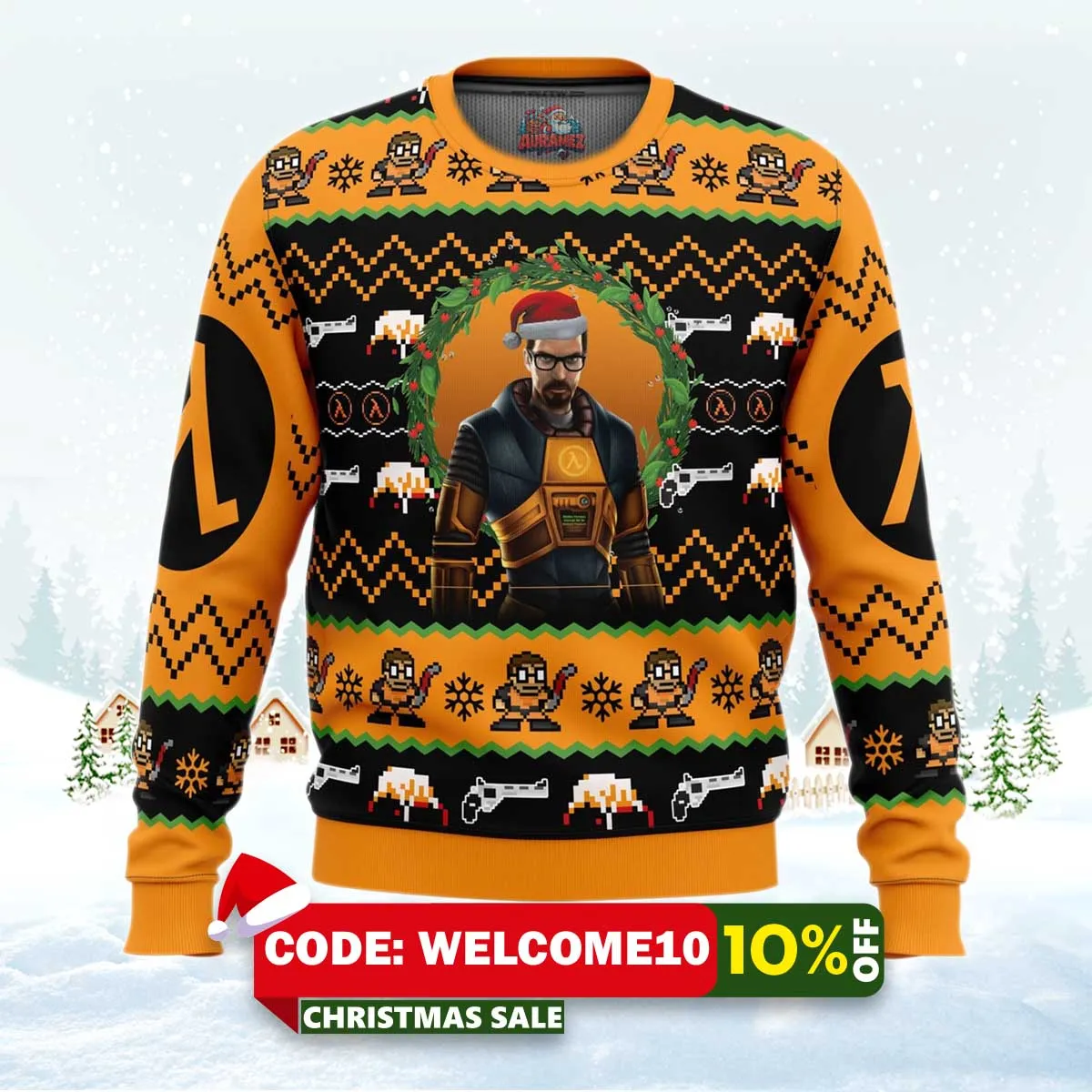 gordon freeman half life ugly christmas sweater 1 gordon freeman half life ugly christmas sweater 1