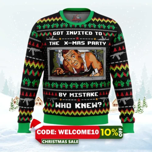 got invited to a christmas party die hard ugly christmas sweater 1
