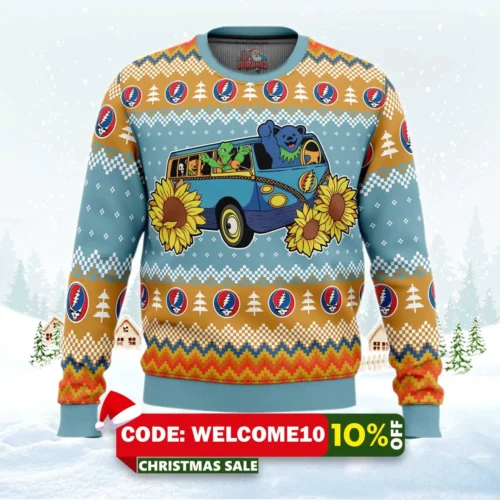 grateful dead bus grateful dead ugly christmas sweater 1