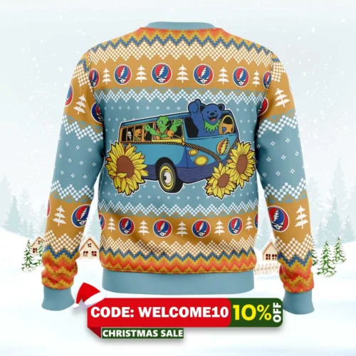 grateful dead bus grateful dead ugly christmas sweater 2