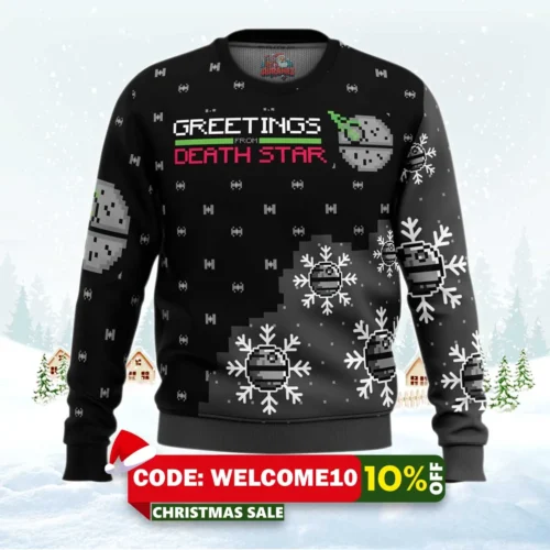 greetings from death star star wars ugly christmas sweater 1