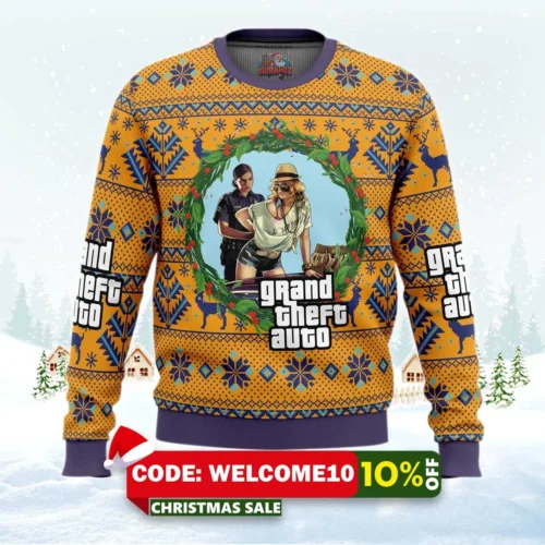 gta grand theft auto ugly christmas sweater 1