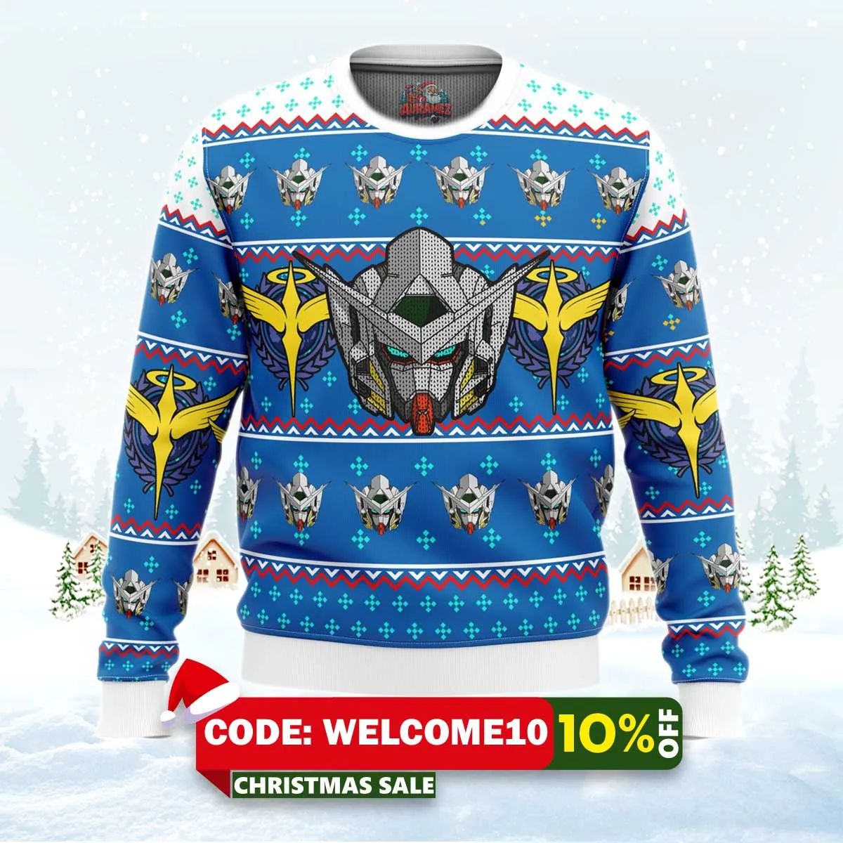 gundam helmet ugly christmas sweater 1 gundam helmet ugly christmas sweater 1