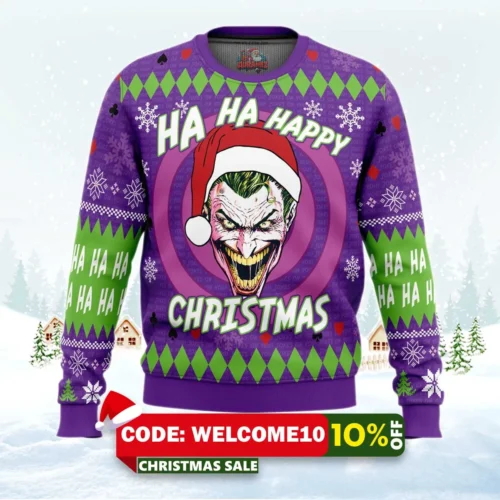 ha ha ha happy christmas joker christmas sweater 1