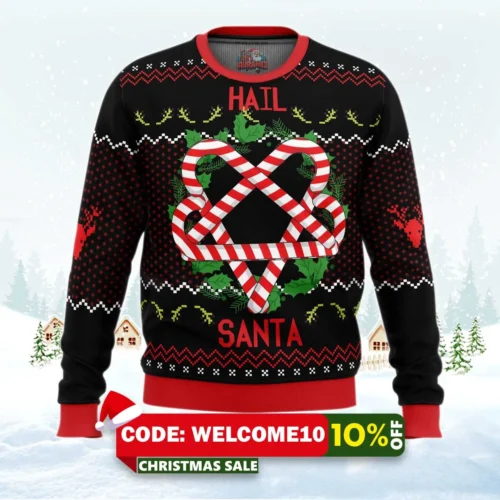 hail santa ugly christmas sweater 1
