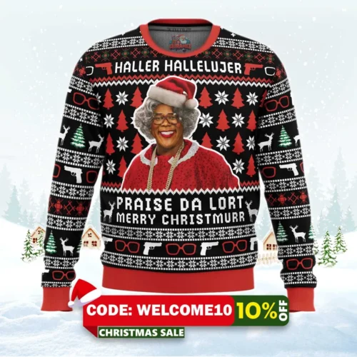 haller hallelujer praise the lort merry christmurr a madea christmas ugly christmas sweater 1