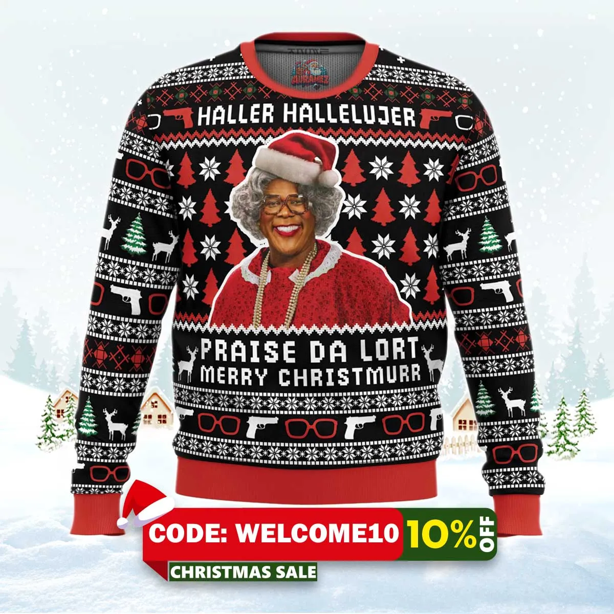 haller hallelujer praise the lort merry christmurr a madea christmas ugly christmas sweater 1 haller hallelujer praise the lort merry christmurr a madea christmas ugly christmas sweater 1
