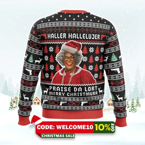Haller Hallelujer Praise The Lort Merry Christmurr A Madea Christmas Ugly Christmas Sweater 1 haller hallelujer praise the lort merry christmurr a madea christmas ugly christmas sweater 2