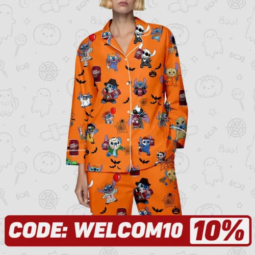 halloween dr pepper stitch pajamas set womens halloween sleepwear auramez 1