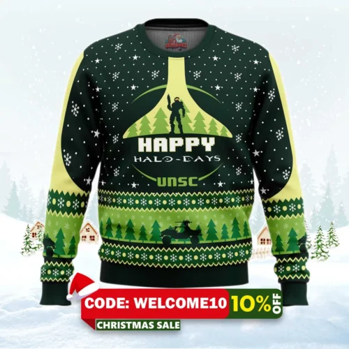halo happy halo days ugly christmas sweater 1
