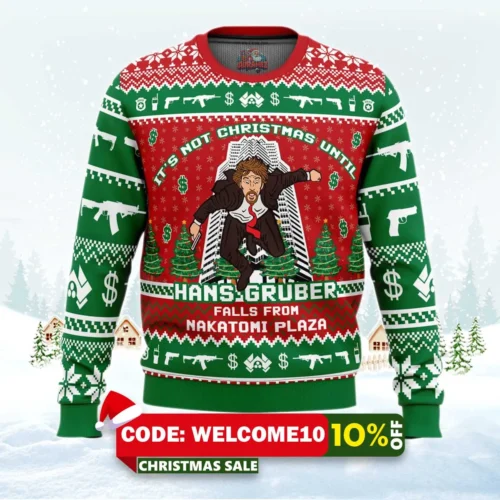 hans gruber die hard ugly christmas sweater 1