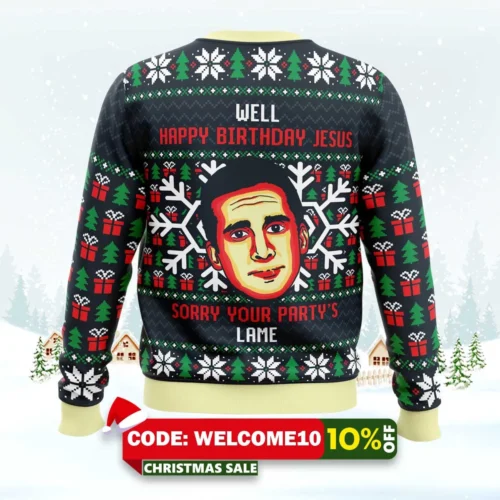 Happy Birthday Jesus The Office Funny Sweater 1 happy birthday jesus the office funny sweater 2