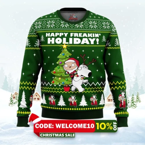 happy freakin holidays family guy sweater 1