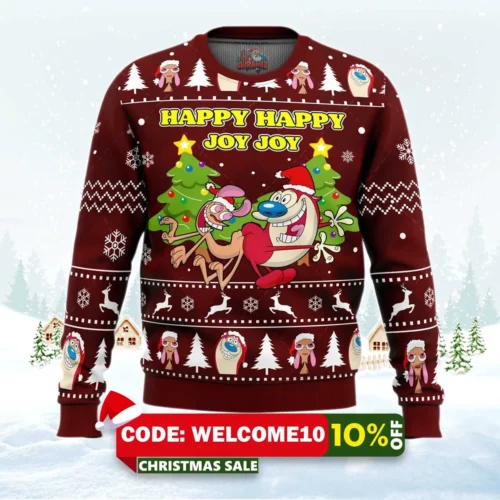 happy happy joy joy ren and stimpy sweater 1