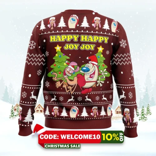 happy happy joy joy ren and stimpy sweater 2