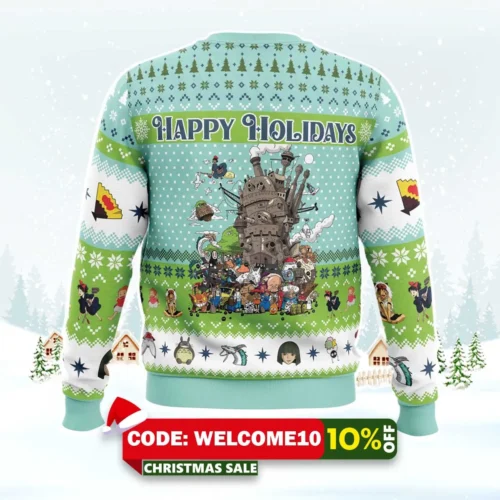 happy holidays studio ghibli sweater 2