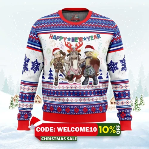 happy new year made in abyss ugly christmas sweater 1