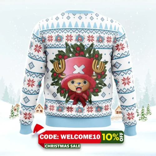 happy tony tony chopper one piece ugly christmas sweater 2