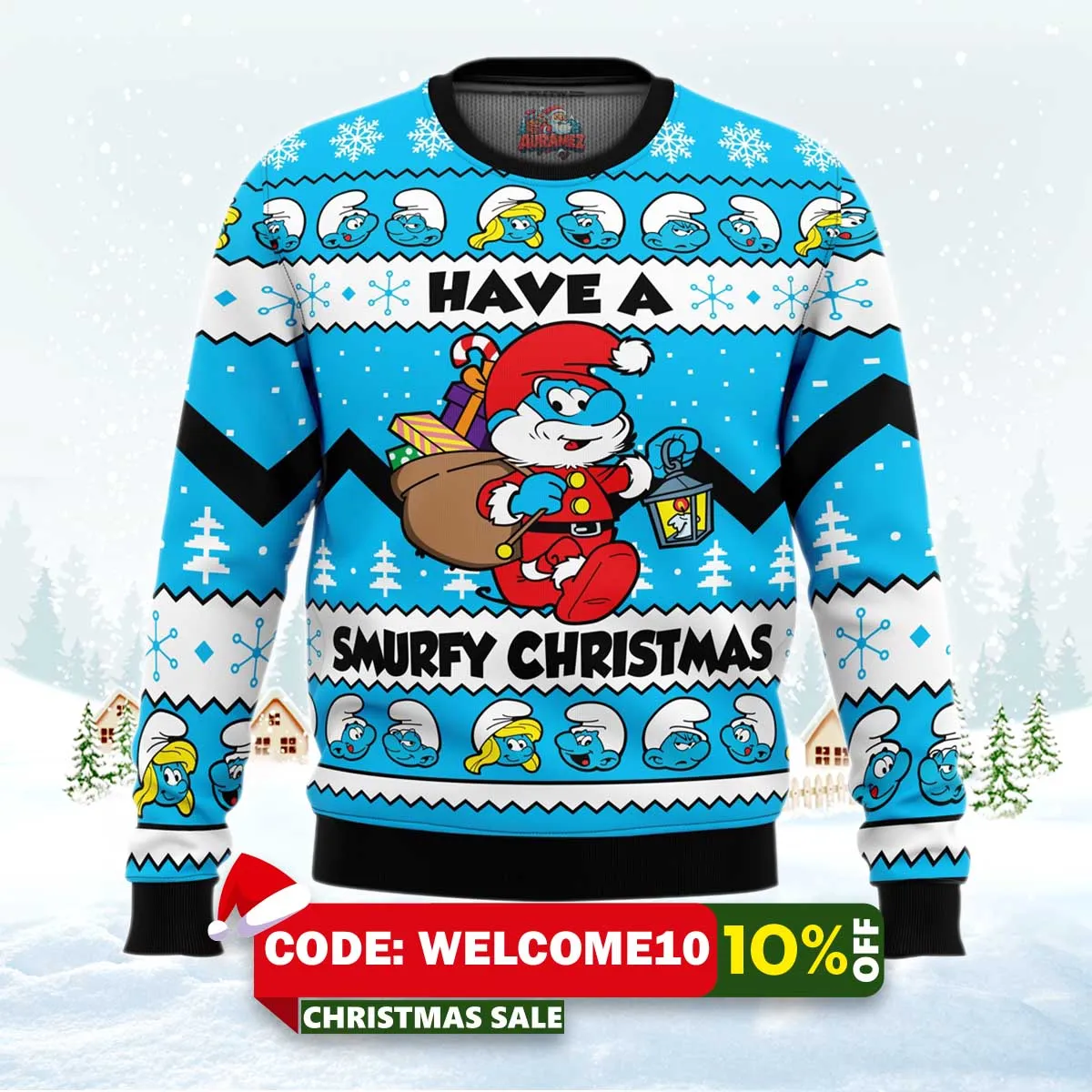 have a smurfy christmas smurfs ugly christmas sweater 1 have a smurfy christmas smurfs ugly christmas sweater 1