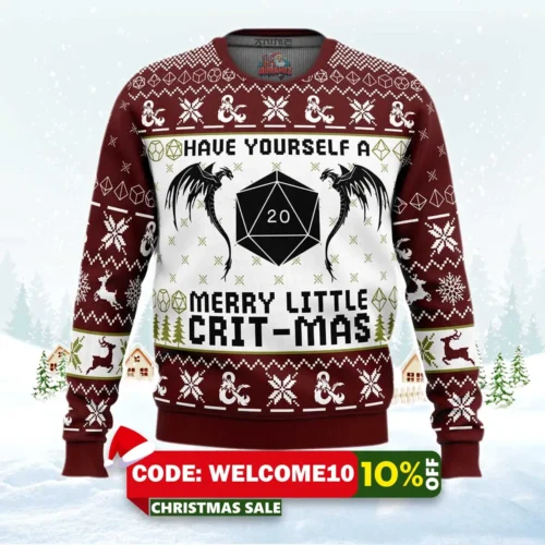 have yourself a merry little crit mas dungeons and dragons ugly christmas sweater 1